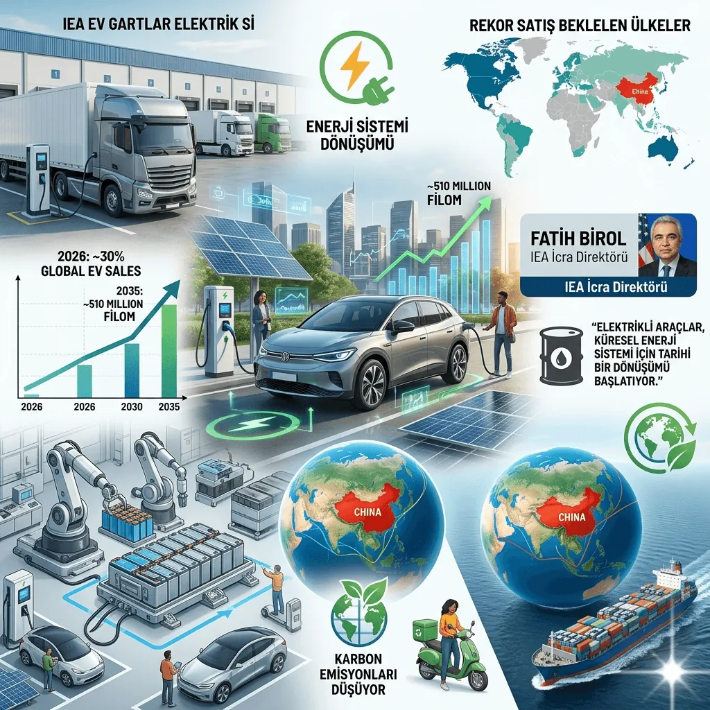 IEA Raporu: 2026’da Satılan Her 3 Otomobilden 1’i Elektrikli Olacak, Çin Küresel EV Pazarında Liderliğini Güçlendirdi