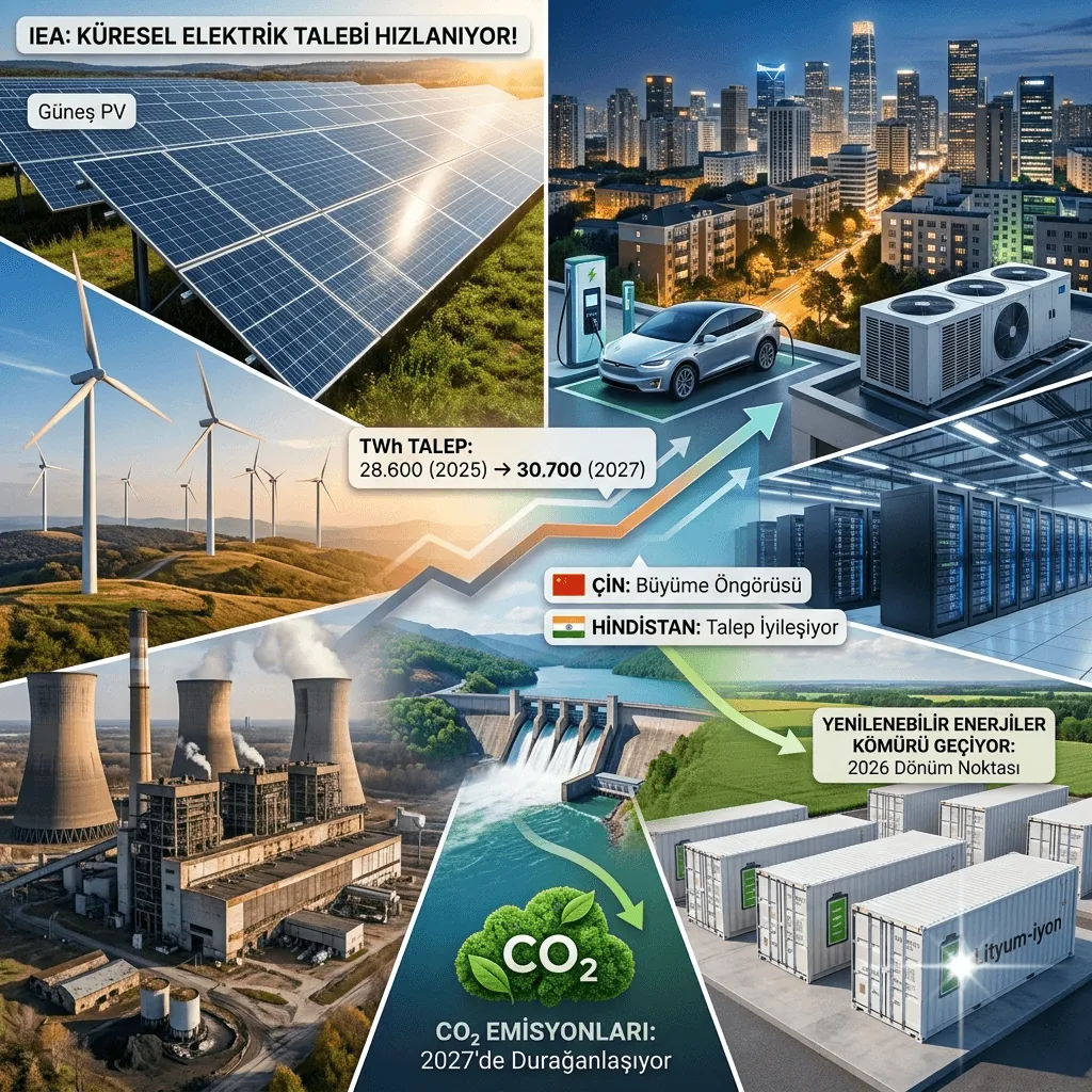 IEA Raporu: Küresel Elektrik Talebi Rekor Kıracak! Yenilenebilir Enerji 2026'da Kömürü Geride Bırakıyor