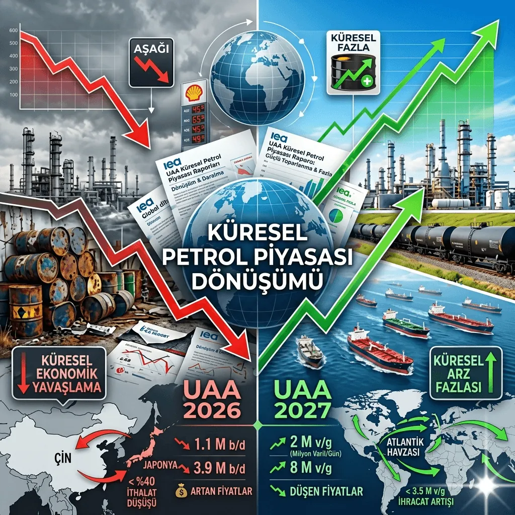 IEA Raporu: Küresel Petrol Talebi 2026’da Geriliyor, 2027’de Güçlü Arz Fazlası Bekleniyor