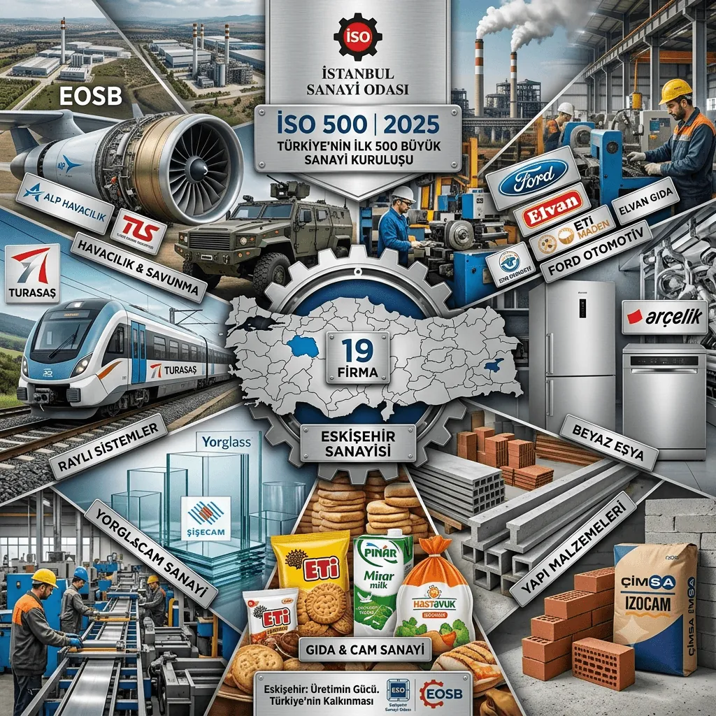 İSO 500 2025' de Eskişehir’den 19 Dev Firma Türkiye’nin En Büyük Sanayi Kuruluşları Arasında