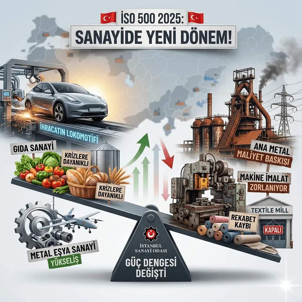 İSO 500 2025’te Sanayinin Güç Haritası Değişti! Otomotiv ve Gıda Yükseldi, Tekstil ve Ana Metal Geriledi
