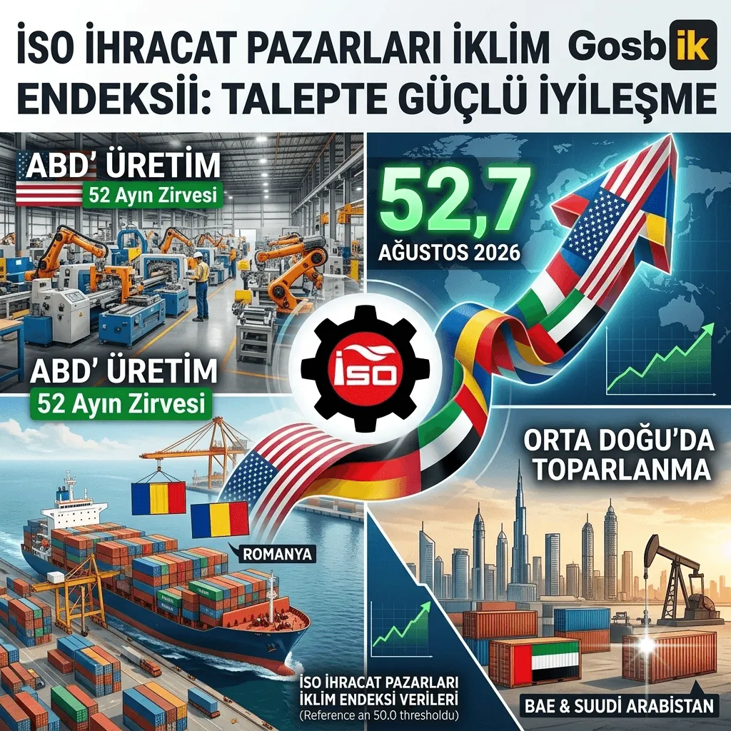 İSO İhracat İklim Endeksi Zirve Yaptı! Ağustosta 52,7’ye Yükseldi, Türkiye’nin İhracat Pazarlarında Talep Güçleniyor