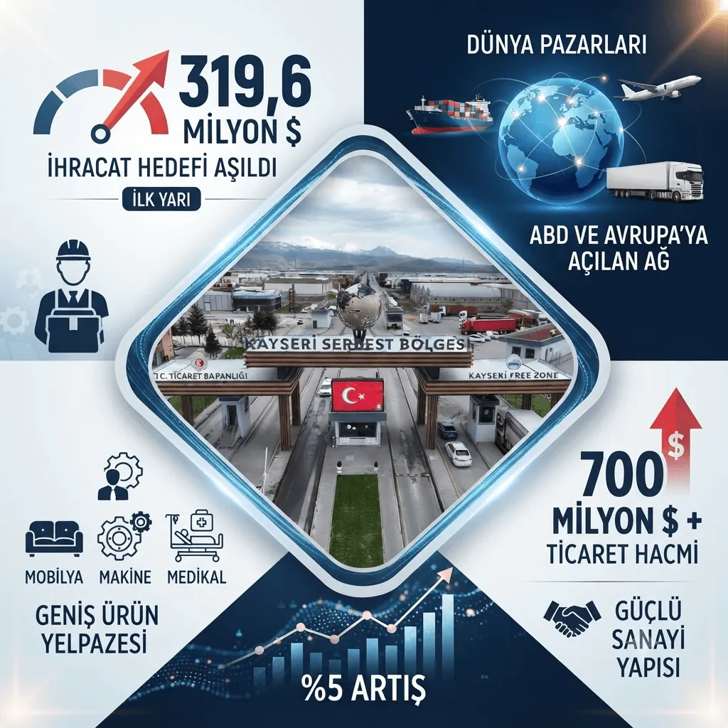 Kayseri Serbest Bölgesi'nden İlk Yarıda 319,6 Milyon Dolarlık İhracat Başarısı