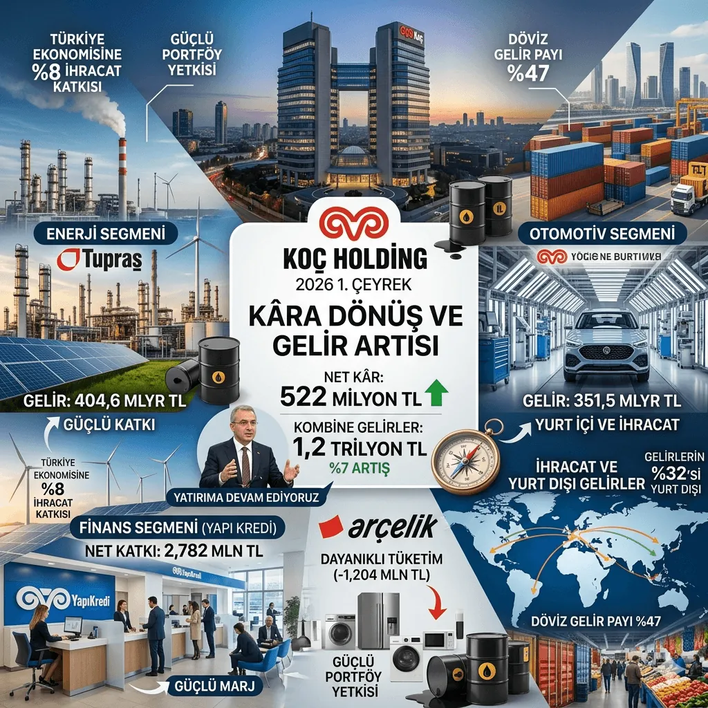 Koç Holding 2026 İlk Çeyrekte Kâra Döndü! 522 Milyon TL Net Kâr Açıklandı, Beklentilerin Altında Kaldı