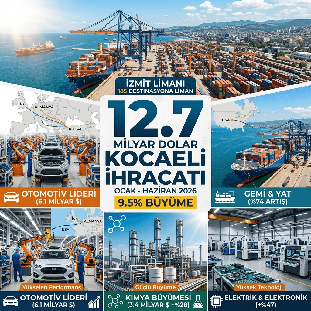 Kocaeli'den 6 Ayda 12,7 Milyar Dolarlık İhracat! Otomotiv ve Kimya Sektörü Rekor Büyümeyle Zirvede