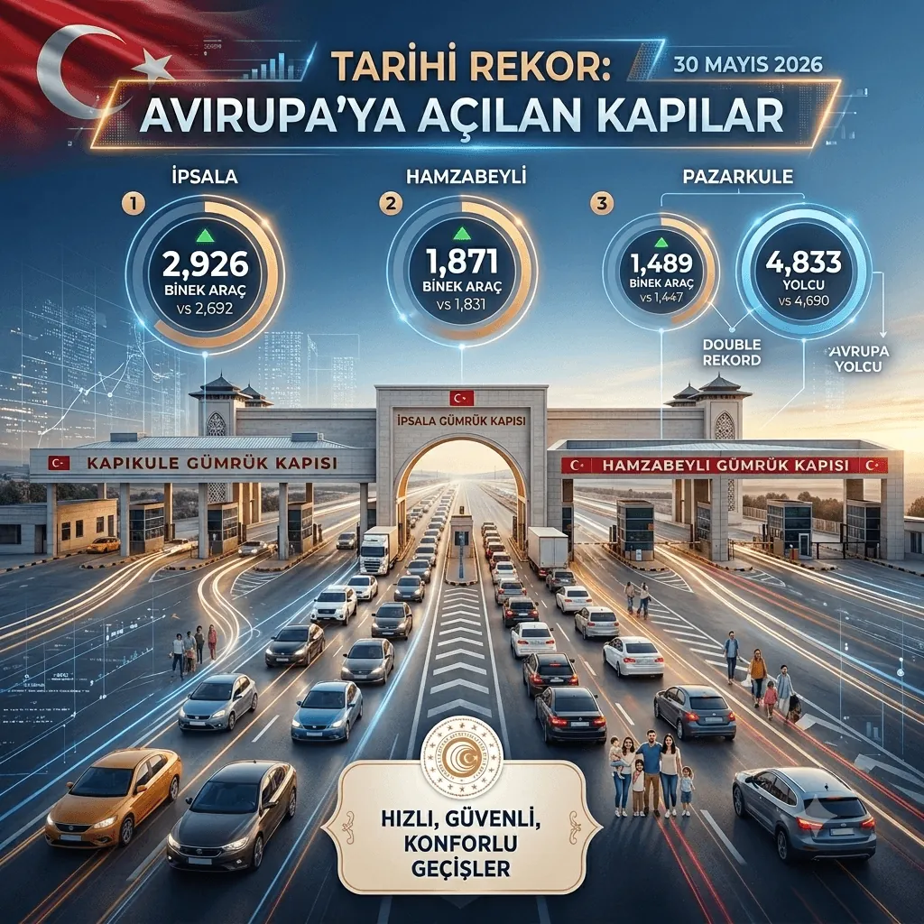 Kurban Bayramı’nda Sınır Kapılarında Tarihi Rekor: İpsala, Pazarkule ve Hamzabeyli’de Araç Girişleri Zirveye Ulaştı