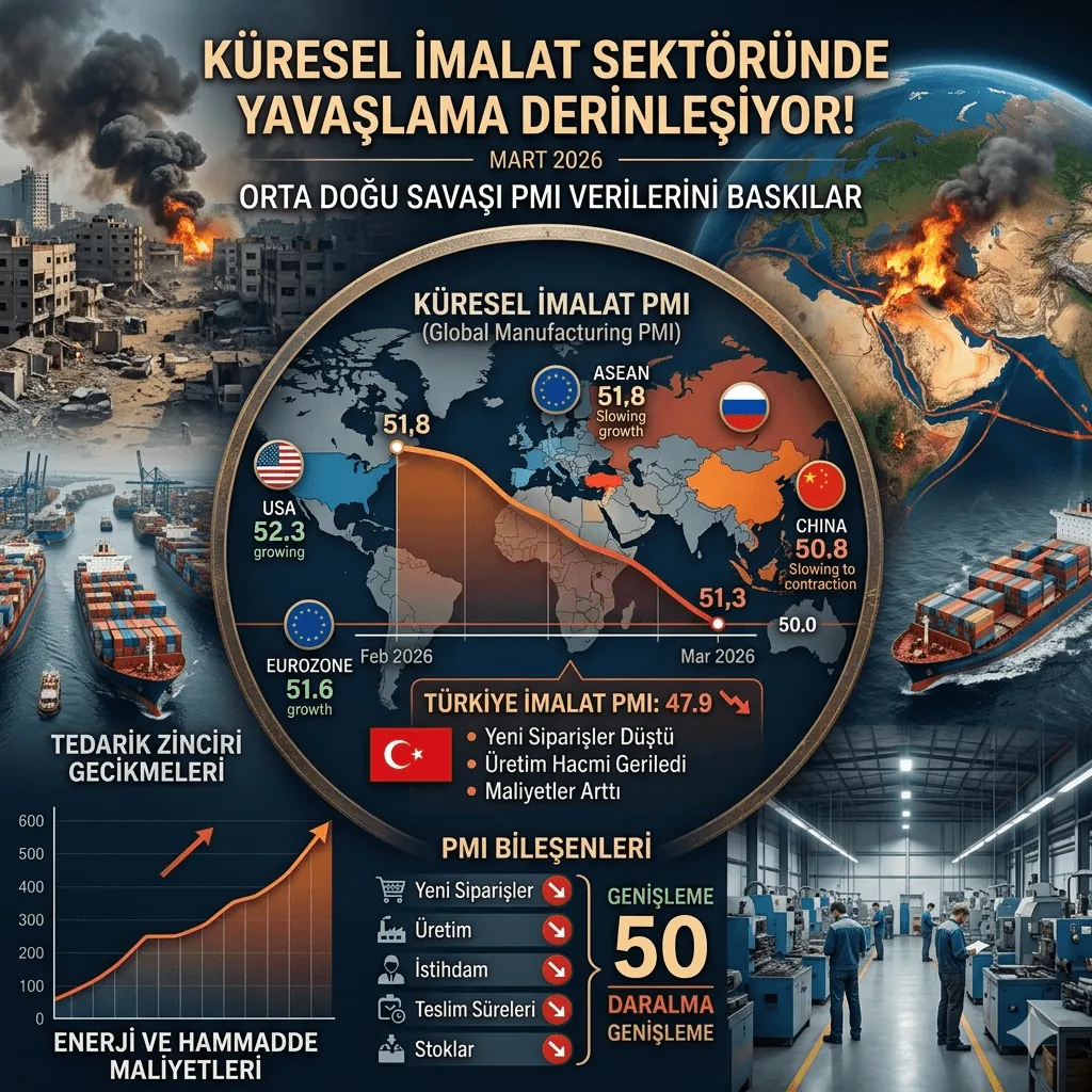 Küresel İmalat PMI Geriledi: Orta Doğu Savaşı Tedarik Zincirini Vurdu | İSO Mart 2026 Raporu