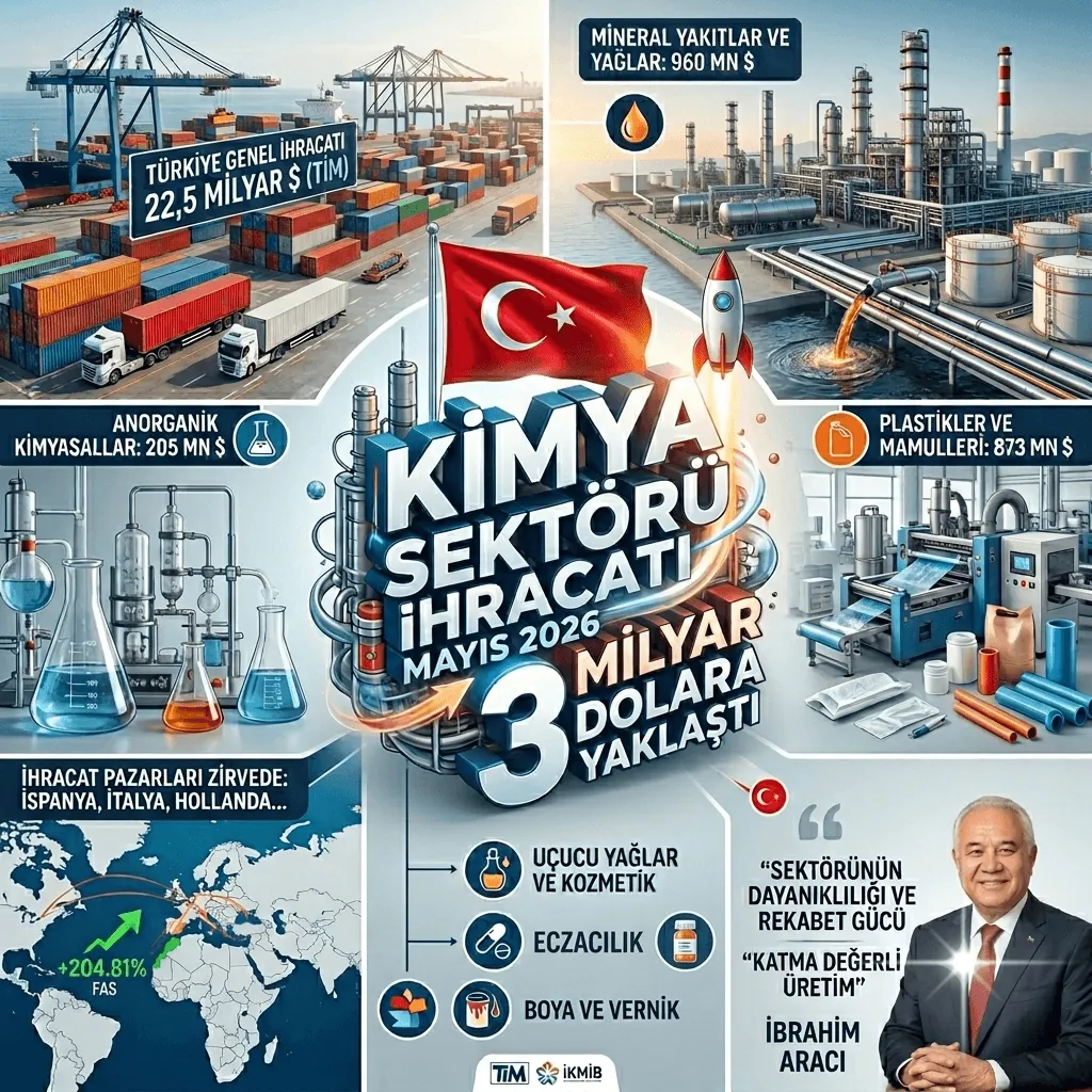 Mayıs’ta Kimya Sektörü İhracatı 3 Milyar Dolara Yaklaştı | Türkiye’nin İkinci Büyük İhracat Kaleminde %6,9 Büyüme