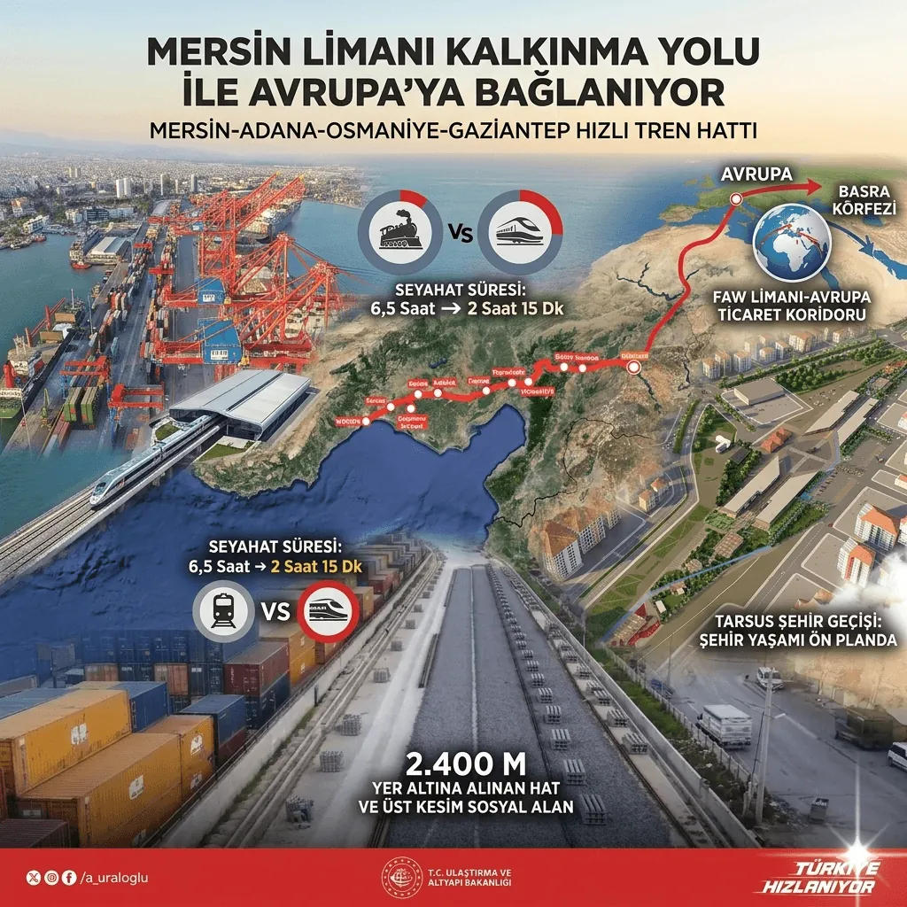Mersin Limanı Avrupa’ya Açılıyor! Kalkınma Yolu Entegrasyonu ile 2 Saatlik Ulaşım ve 37 Milyon Tonluk Dev Lojistik Gücü