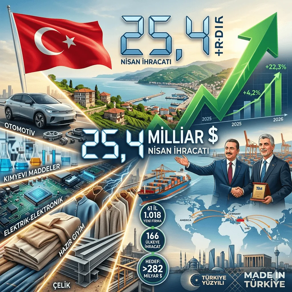 Nisan’da İhracat Rekoru: Türkiye 25,4 Milyar Dolara Ulaştı, %22,3’lük Sıçrama Dikkat Çekti