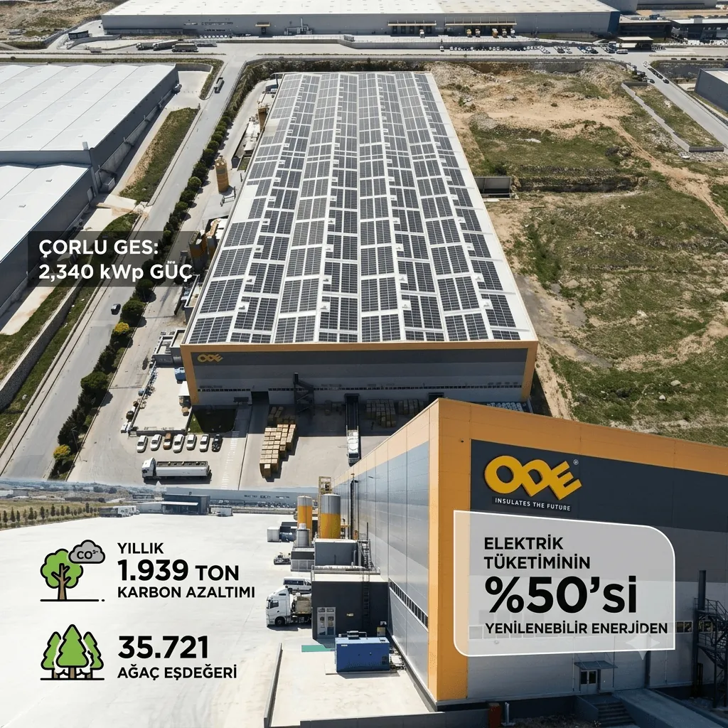 ODE Yalıtım’dan Çorlu’da Dev GES Hamlesi: Yıllık 1.939 Ton Karbon Emisyonu Azaltımı!