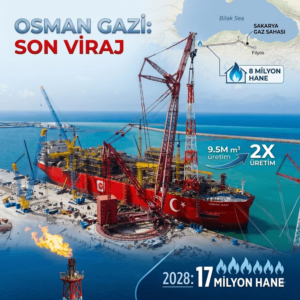 Osman Gazi’de Kritik Aşama Tamamlandı: 96 Metrelik Alev Kulesi Monte Edildi, Doğal Gaz Üretimi 2 Katına Çıkacak
