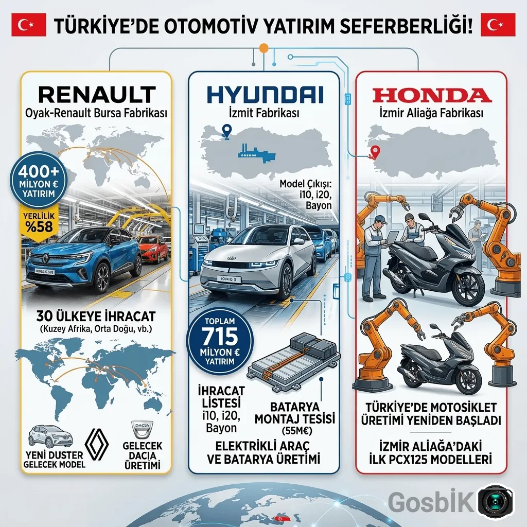 Otomotiv Devlerinden Türkiye’ye Güven Oyu: Renault, Hyundai ve Honda’dan Peş Peşe Yatırım Kararları