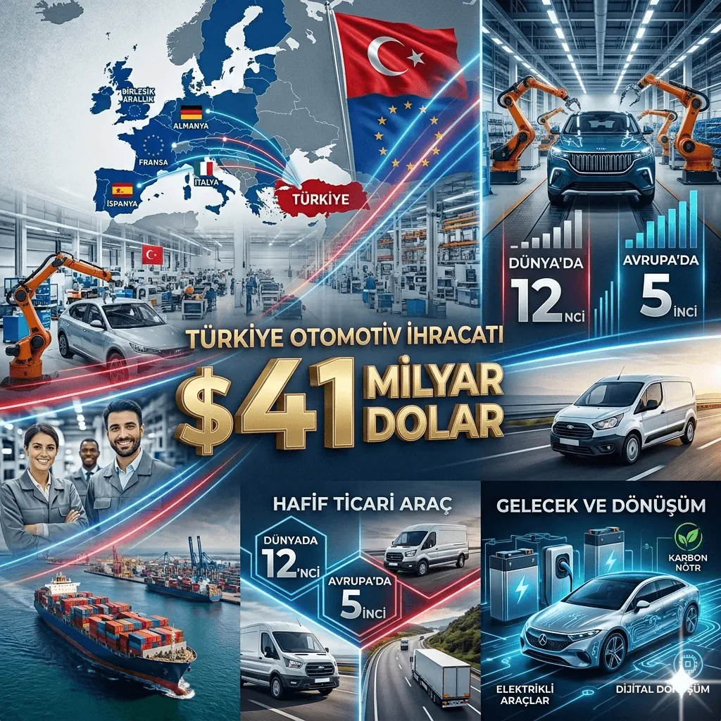 Otomotivde Tarihi Rekor: Türkiye 41,5 Milyar Dolarlık İhracatla Dünyada 12’nci Sıraya Yükseldi