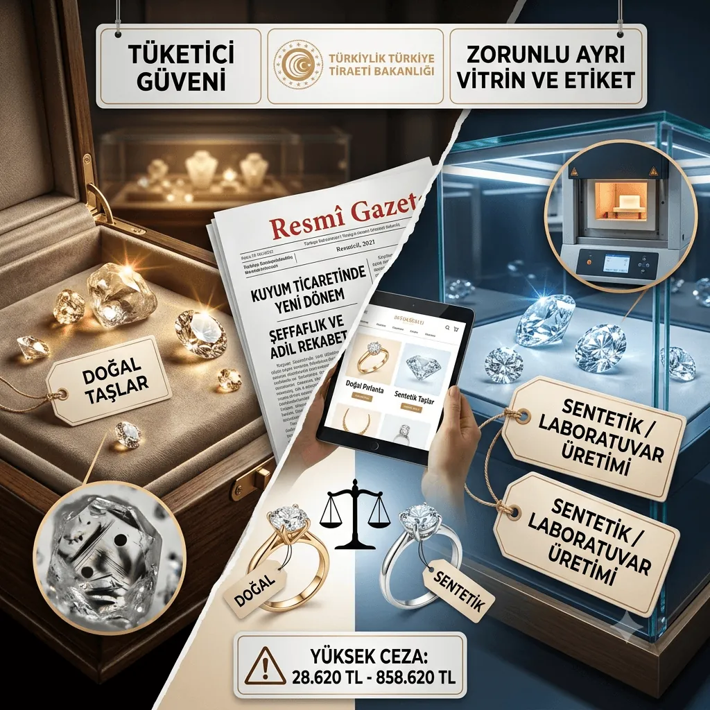 Pırlanta ve Elmas Alacaklar Dikkat! Ticaret Bakanlığı’ndan Kuyumculukta Yeni Dönem: Sentetik Taşlara Zorunlu Etiket ve Ayrı Vitrin Şartı