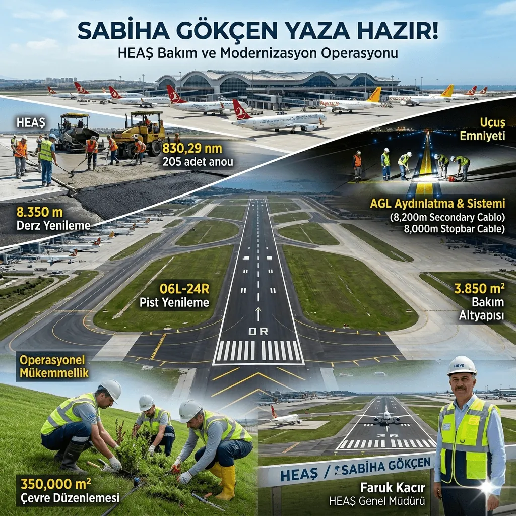 Sabiha Gökçen’de Geleceğin Havacılık Altyapısı İnşa Ediliyor! Yaz Sezonu Öncesi Dev Pist Bakım Operasyonu Tamamlandı