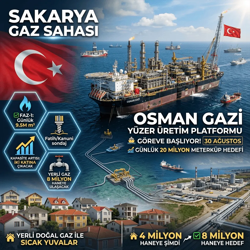 Sakarya Gaz Sahası’nda Dev Hamle! Osman Gazi Platformu 30 Ağustos’ta Göreve Başlıyor