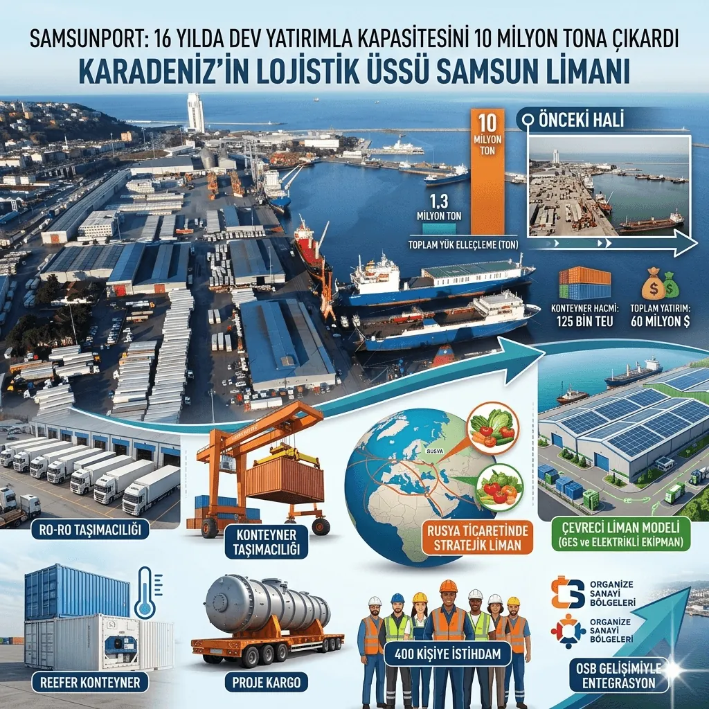 Samsunport’tan 60 Milyon Dolarlık Dev Yatırım: Samsun Limanı’nın Kapasitesi 10 Milyon Tona Yükseldi, Karadeniz’de Lojistik Güç Katlandı