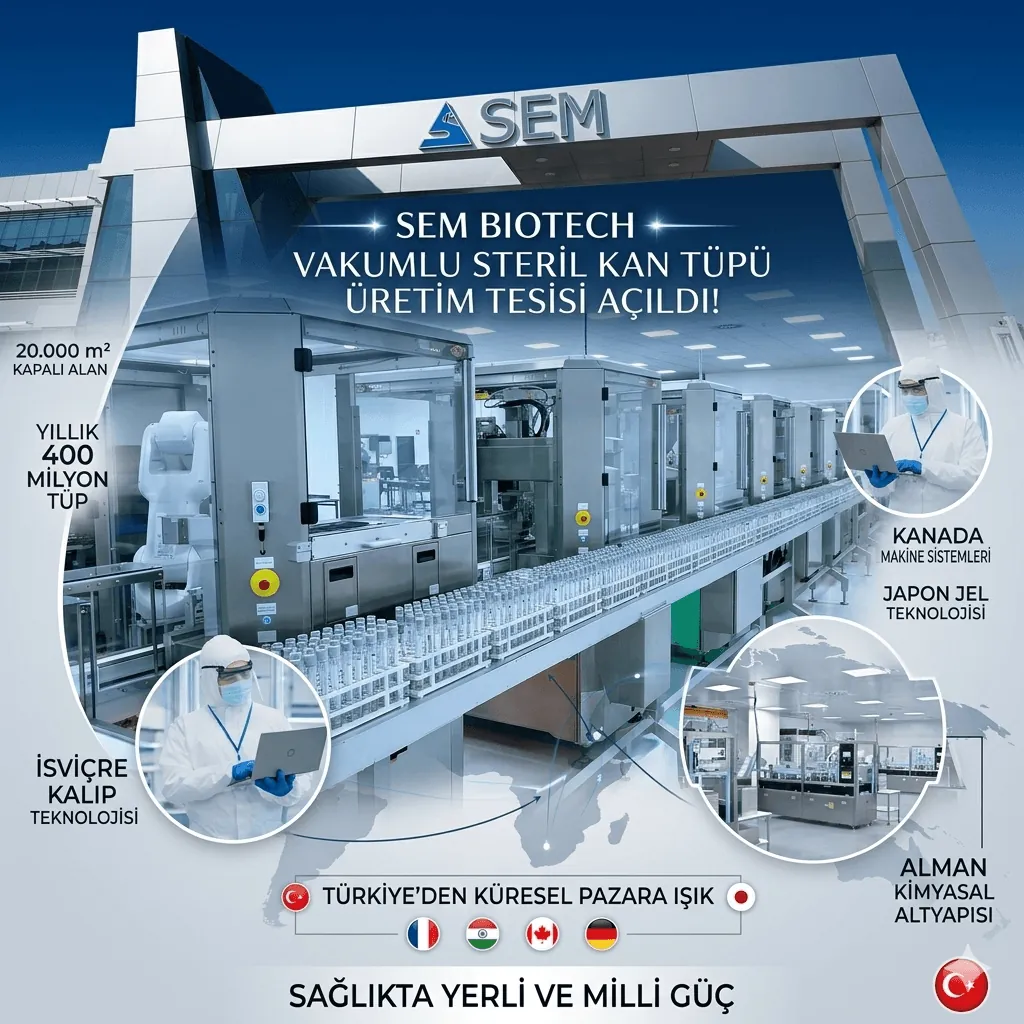 SEM Biotech’ten 20 Milyon Dolarlık Dev Yatırım: Türkiye’nin İlk Vakumlu Steril Kan Tüpü Üretim Üssü Açıldı