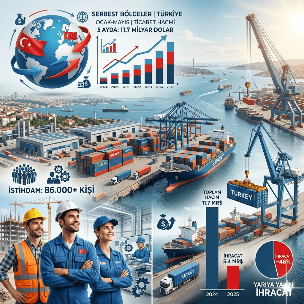 Serbest Bölgelerde Güçlü Performans: 5 Ayda 11,7 Milyar Dolarlık Ticaretin %46’sını İhracat Oluşturdu | Türkiye Ekonomisine Stratejik Katkı