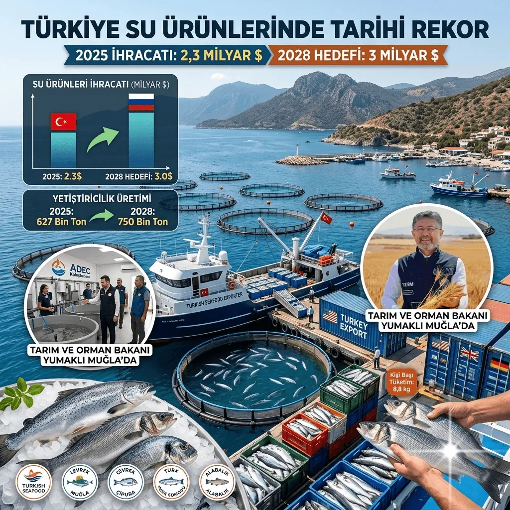 Su Ürünlerinde Tarihi Rekor! Türkiye 2,3 Milyar Dolarlık İhracata Ulaştı, 2028 Hedefi 3 Milyar Dolar