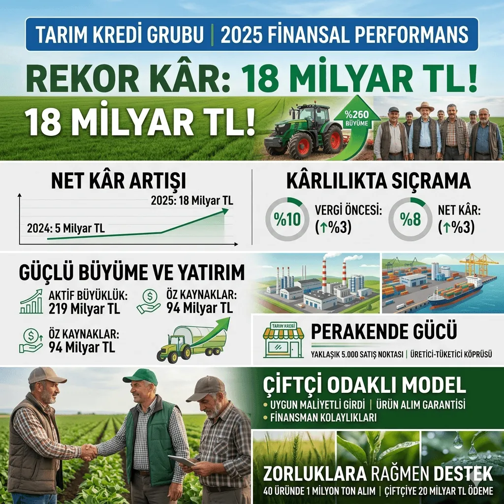 Tarım Kredi’den Rekor Performans: 2025’te Net Kâr 18 Milyar TL’ye Yükseldi