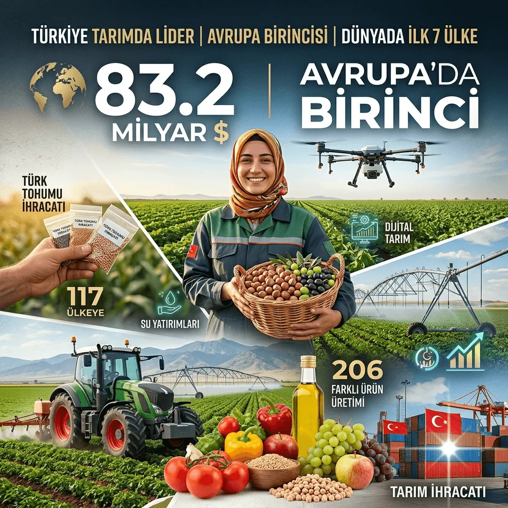 Tarımda Tarihi Rekor! Türkiye 83,2 Milyar Dolarlık Hasılayla Avrupa'nın Lideri, Dünyanın İlk 7 Tarım Ülkesi Arasında