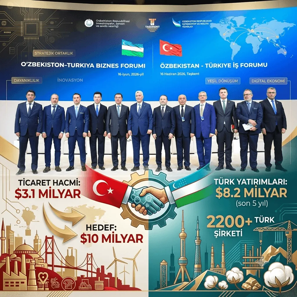 Taşkent’te Türkiye–Özbekistan İş Forumu: Ticaret Hacmi ve Yatırımlarda Yeni 10 Milyar Dolar Hedefi