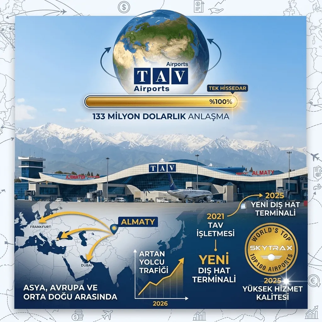 TAV’dan 133 Milyon Dolarlık Dev Hamle! Almatı Uluslararası Havalimanı'nın Tamamı Artık Türk Şirketinin Oluyor