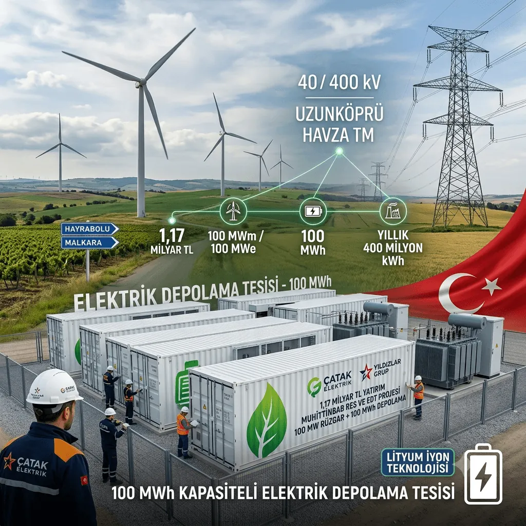 Tekirdağ'a 1,17 Milyar TL'lik Dev Enerji Yatırımı! Çatak Elektrik'ten 100 MW Depolamalı RES Hamlesi