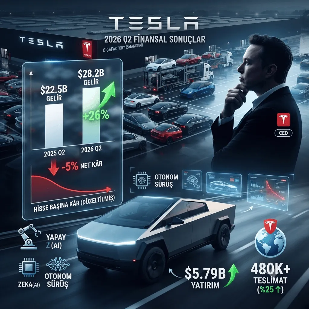Tesla'nın Geliri Rekor Kırdı, Kârı Geriledi! Yapay Zekâ ve Otonom Sürüş Yatırımları Bilançoyu Etkiledi