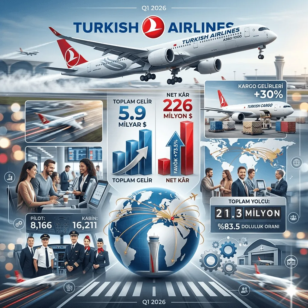 THY 2026 İlk Çeyrekte Uçuşa Geçti: Gelirler %21 Arttı, Şirket 226 Milyon Dolar Kâra Döndü
