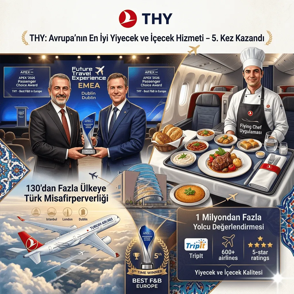 THY Zirveyi Bırakmadı: “Avrupa’nın En İyi Yiyecek ve İçecek Hizmeti” Ödülünü 5. Kez Kazandı