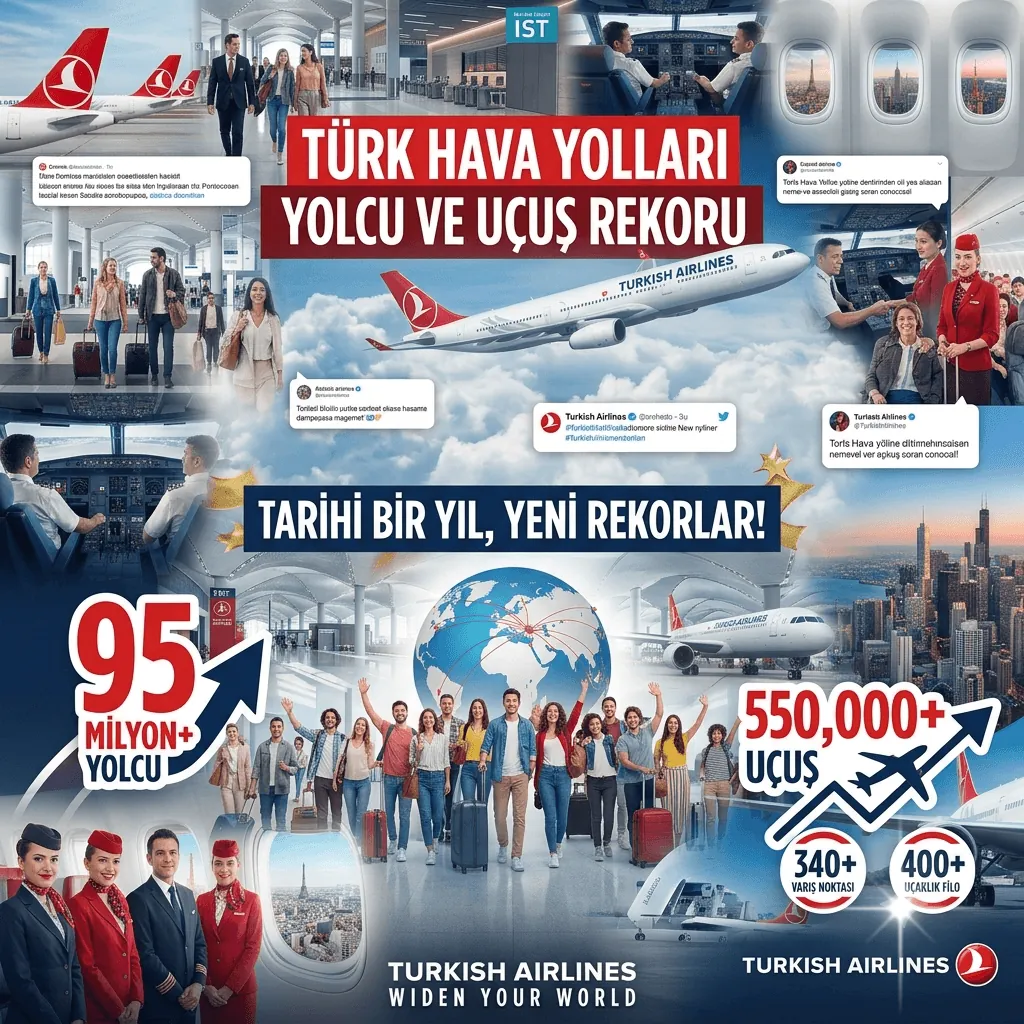 THY'den Tarihi Rekor! Bir Günde 352 Bin Yolcu, 2 Bin 34 Seferle Zirveye Ulaştı