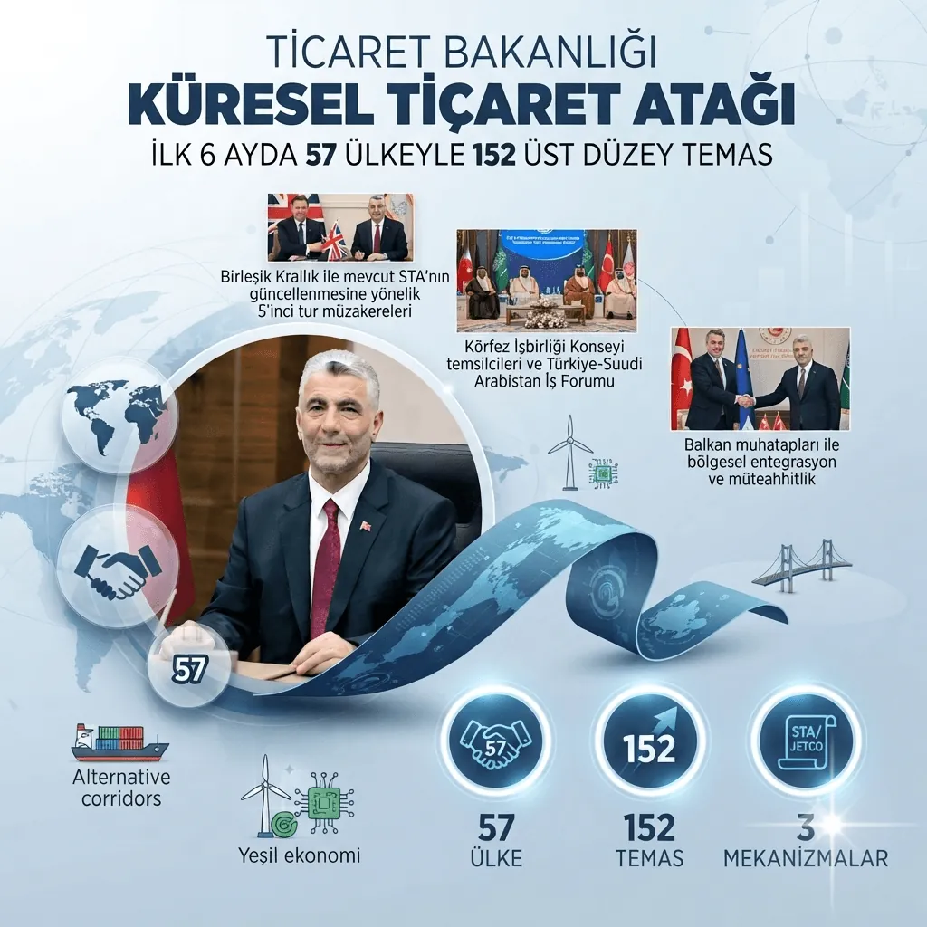 Ticaret Bakanlığı'ndan Küresel Hamle! Türkiye 6 Ayda 57 Ülkeyle 152 Kritik Ticaret Teması Gerçekleştirdi