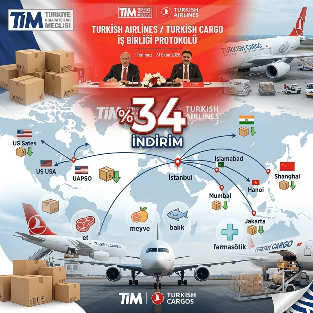 TİM ve Turkish Cargo'dan İhracatçılara Yüzde 34 Kargo İndirimi: 30 Ülkede 49 Destinasyona Ulaşım Desteği