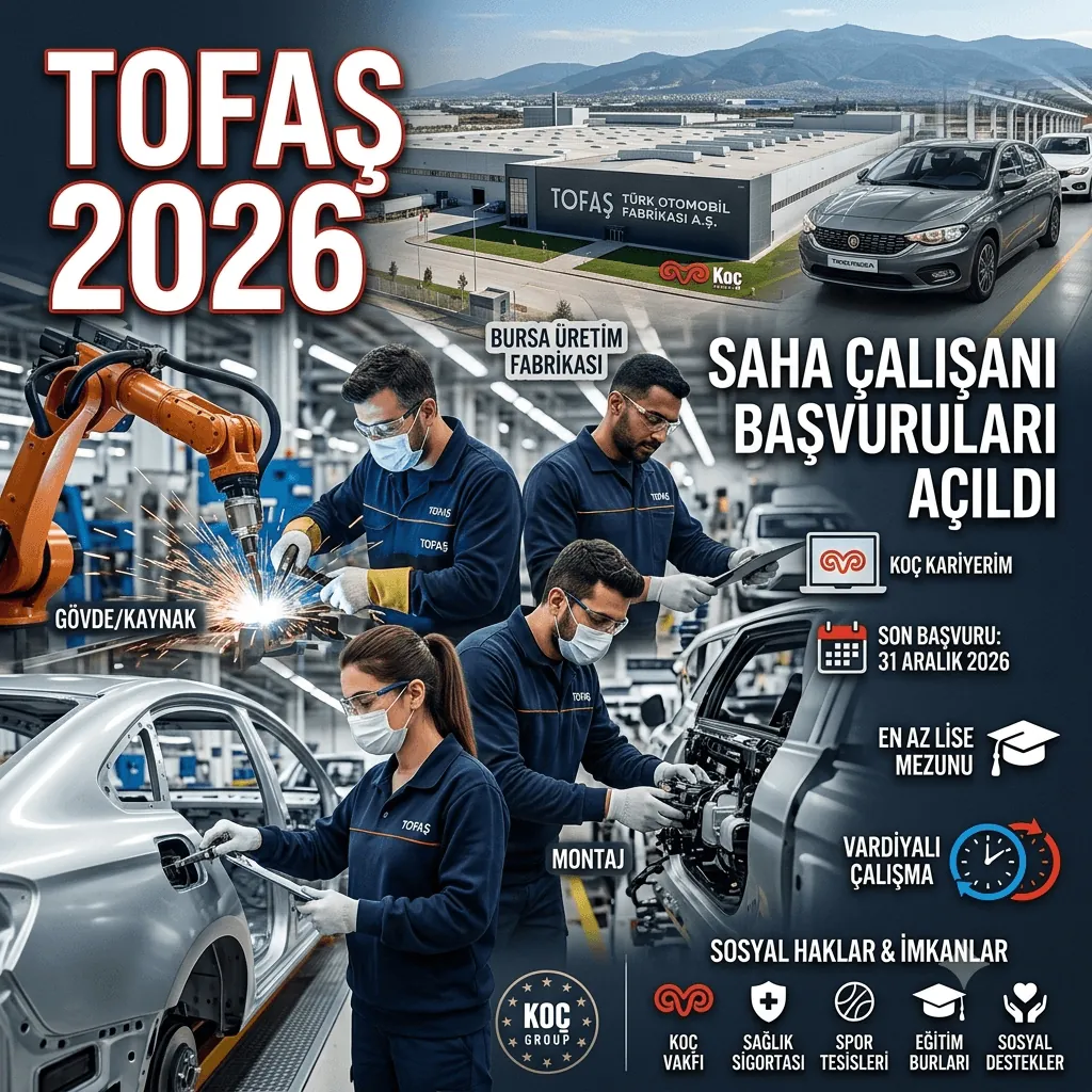 Tofaş 2026 Personel Alımı Başladı! Başvuru Şartları, Son Tarih ve Çalışanlara Sunulan İmkanlar Açıklandı
