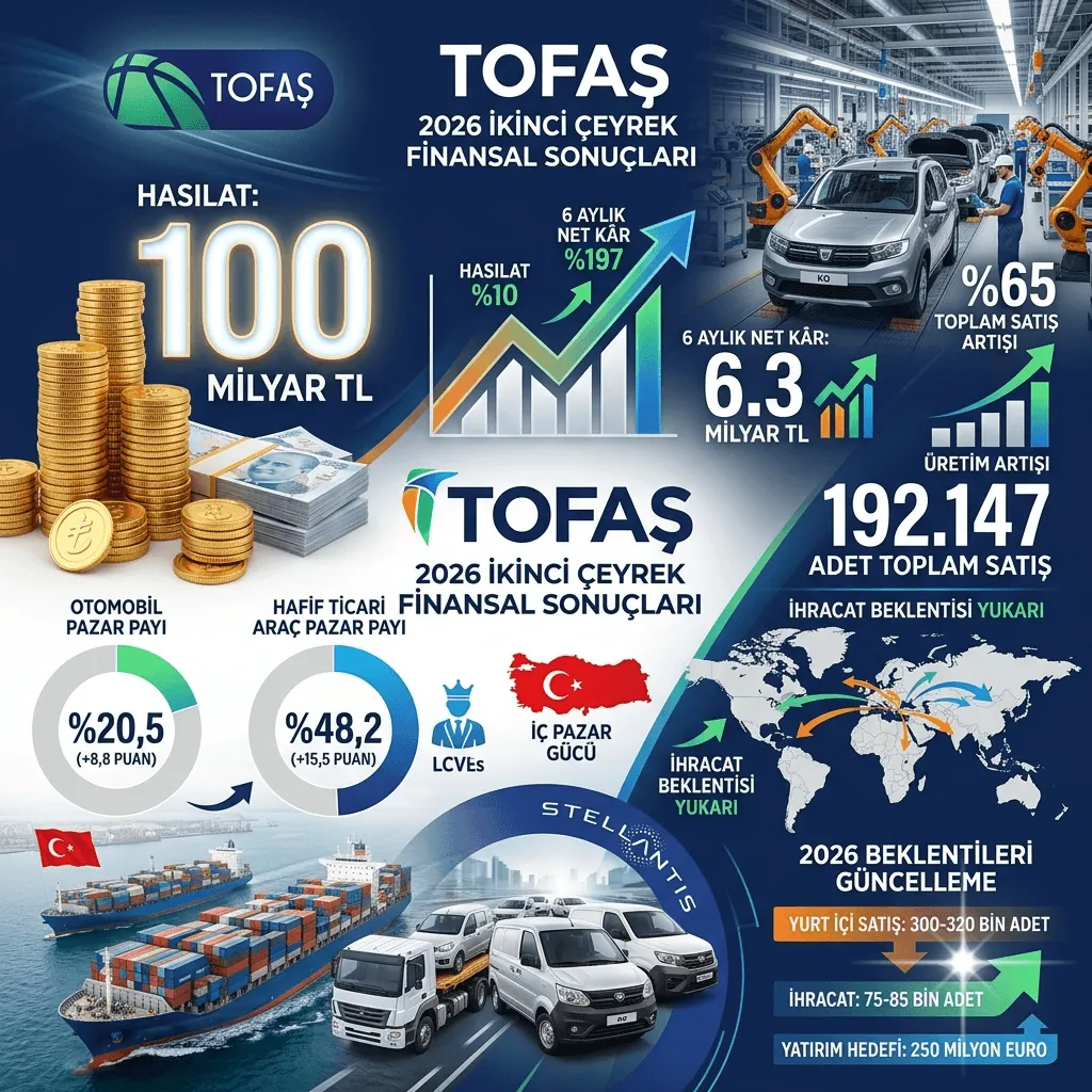 Tofaş’tan Güçlü Finansal Sonuçlar! Hasılat 100 Milyar TL’ye, Altı Aylık Net Kâr 6,3 Milyar TL’ye Ulaştı