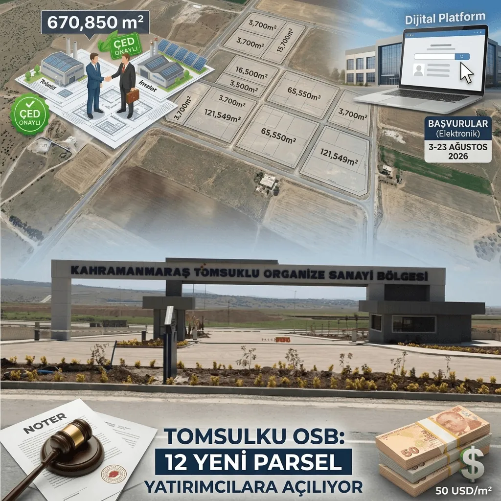 Tomsuklu OSB'de Dev Yatırım Fırsatı: 670 Bin Metrekarelik 12 Sanayi Parseli Yatırımcılara Tahsis Edilecek