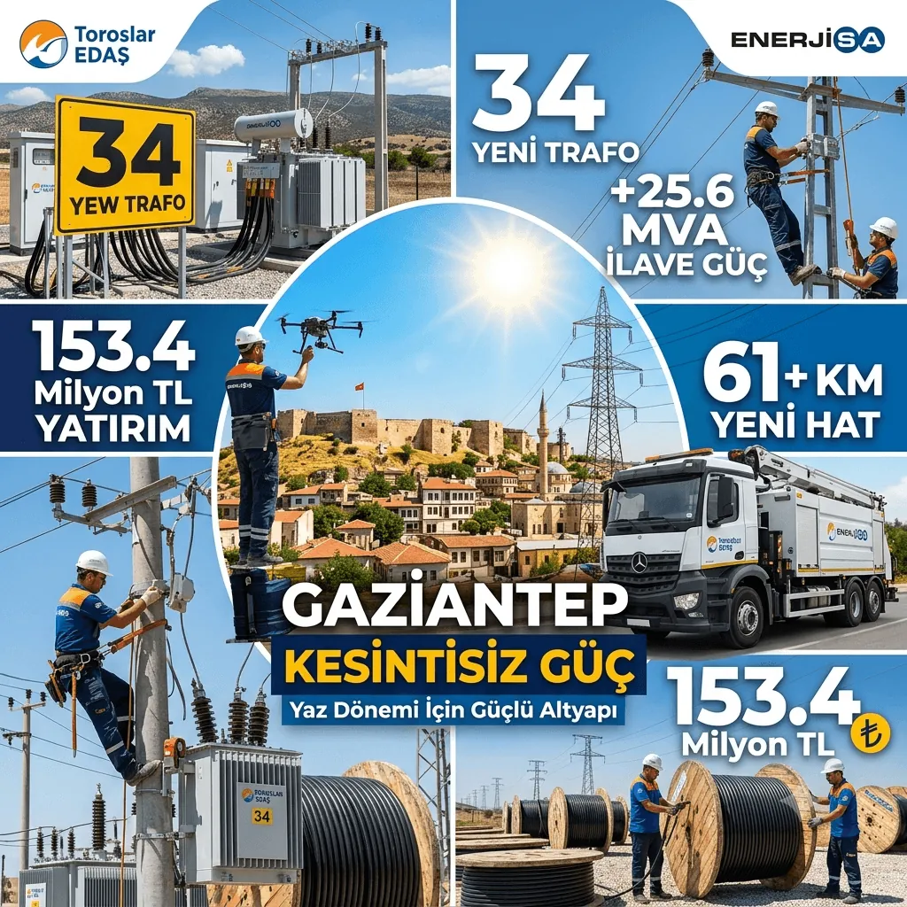 Toroslar EDAŞ’tan Gaziantep’e 153,4 Milyon TL’lik Dev Enerji Yatırımı! 34 Yeni Trafo ile Elektrik Altyapısı Güçleniyor