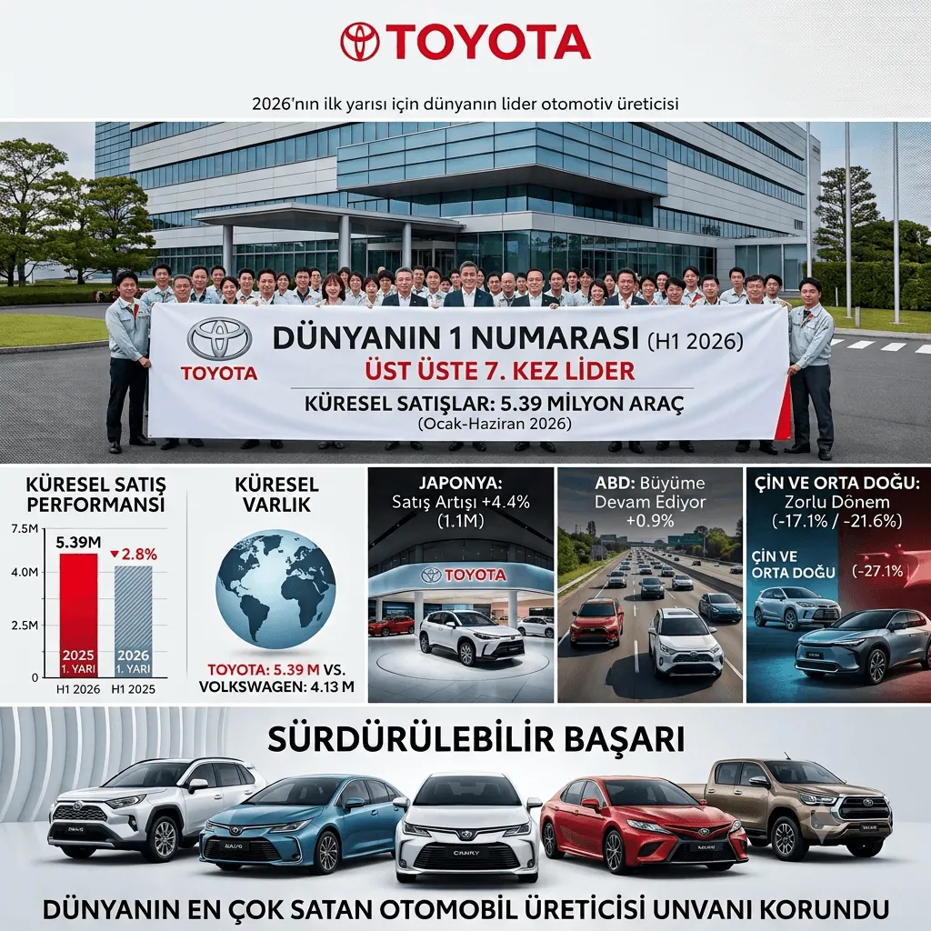 Toyota Zirveyi 7. Kez Bırakmadı! 5,39 Milyon Araç Satışıyla Dünyanın En Büyük Otomobil Üreticisi Oldu