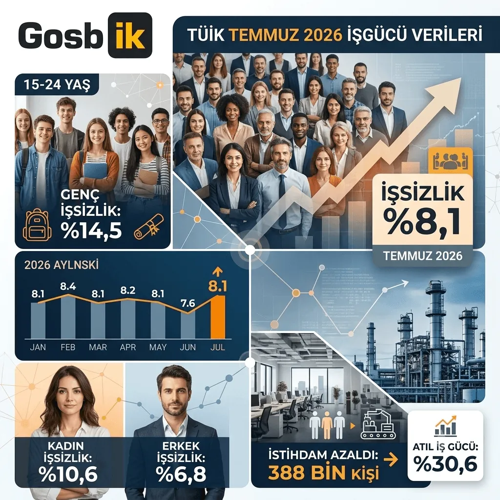 TÜİK Temmuz 2026 İşsizlik Verilerini Açıkladı: İşsiz Sayısı 2 Milyon 860 Bine Çıktı, İşsizlik Yüzde 8,1 Oldu