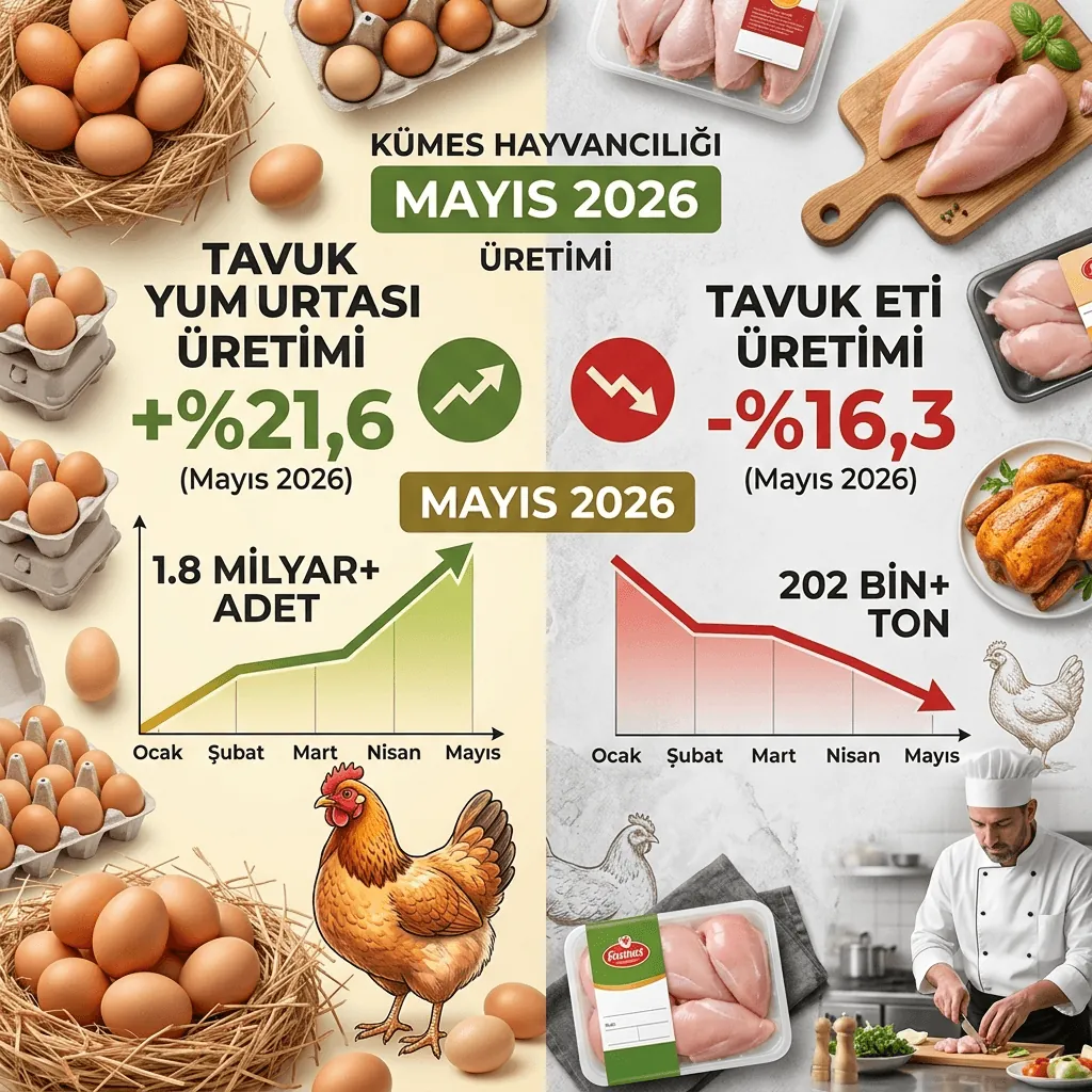 TÜİK Verileri Açıklandı: Tavuk Yumurtası Üretimi Rekor Artarken Tavuk Eti Üretiminde Dikkat Çeken Düşüş