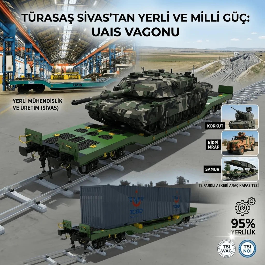 TÜRASAŞ Sivas’ın Yerli ve Milli Gücü! UAIS Askeri Araç Taşıma Vagonu Türk Savunma Lojistiğinde Yeni Dönem Başlattı