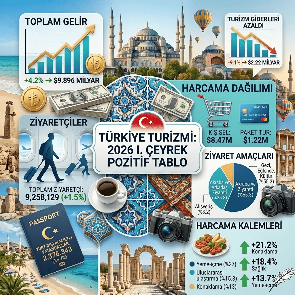 Turizmde İlk Çeyrek Yüz Güldürdü: Gelir 9,9 Milyar Dolara Ulaştı, Ziyaretçi Sayısı Arttı