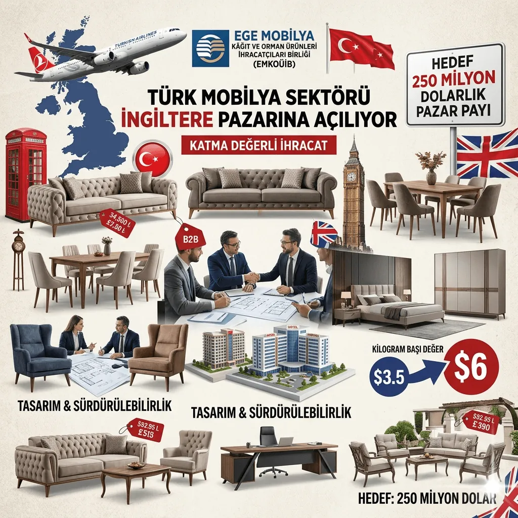Türk Mobilya Sektörü İngiltere’ye Açılıyor: 250 Milyon Dolarlık İhracat Hedefiyle Ticaret Heyeti Düzenleniyor