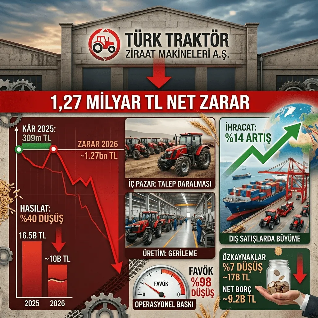 Türk Traktör 2026 1. Çeyrek Sonuçları: 1,27 Milyar TL Zarar, Gelirlerde Sert Düşüş ve Operasyonel Çöküş