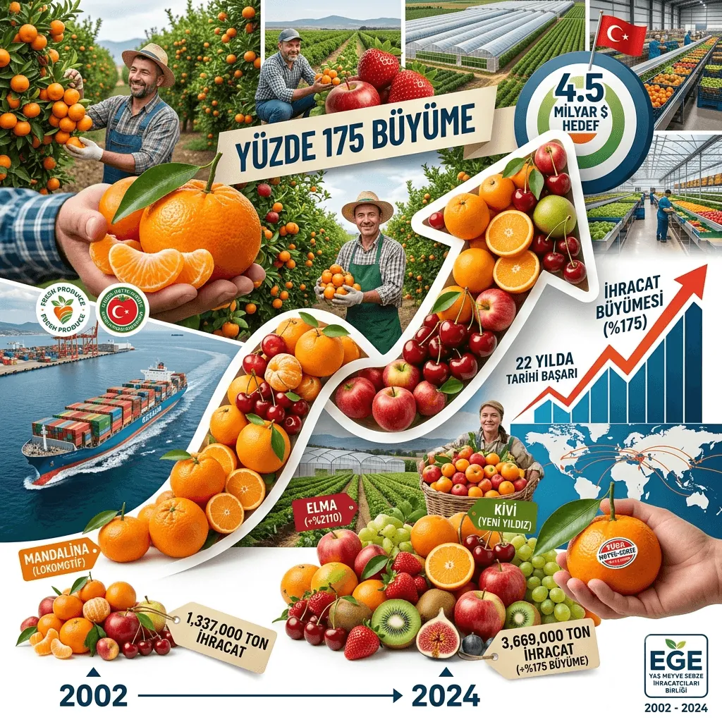 Türk Yaş Meyve Sebze İhracatında Rekor Büyüme: 22 Yılda Yüzde 175 Arttı, Hedef 4,5 Milyar Dolar