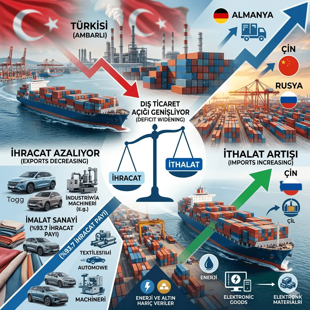 Türkiye Dış Ticaret Verileri Açıklandı: İhracat Gerilerken İthalat Yükseldi, Açık Yüzde 56 Arttı