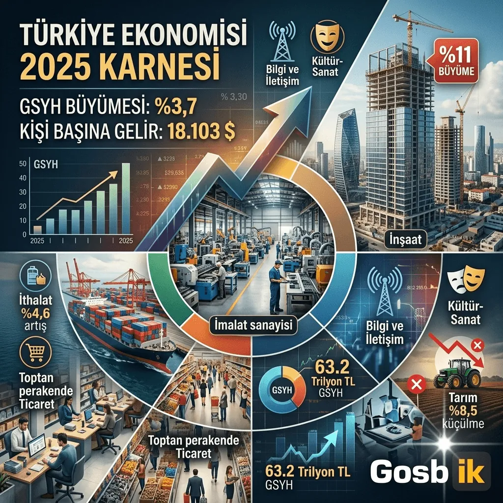 Türkiye Ekonomisi 2025’te Yüzde 3,7 Büyüdü: Kişi Başına GSYH 18 Bin 103 Dolara Ulaştı